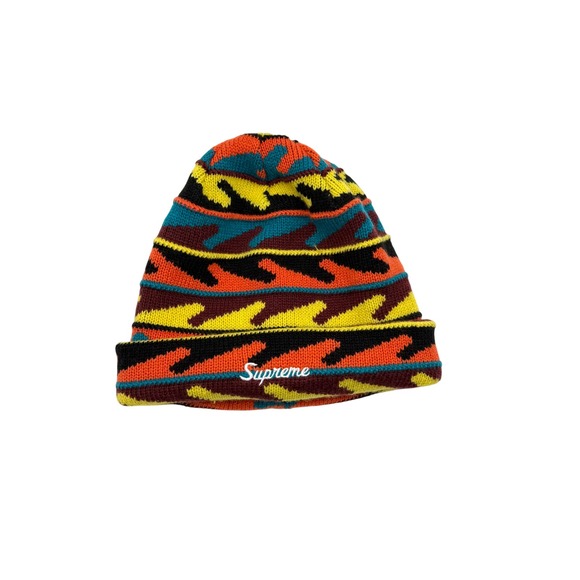 Supreme Other - Supreme Wave Pattern Beanie Multi Color Knit Script Logo Winter Hat Mens OS